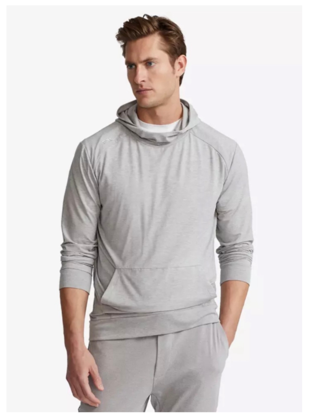Men's RLX Ralph Lauren Stretch Jersey Hoodie - Grey - Size Medium